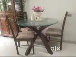 Round Glass top Dining Table. No chairs. 38 glass round. 30 height