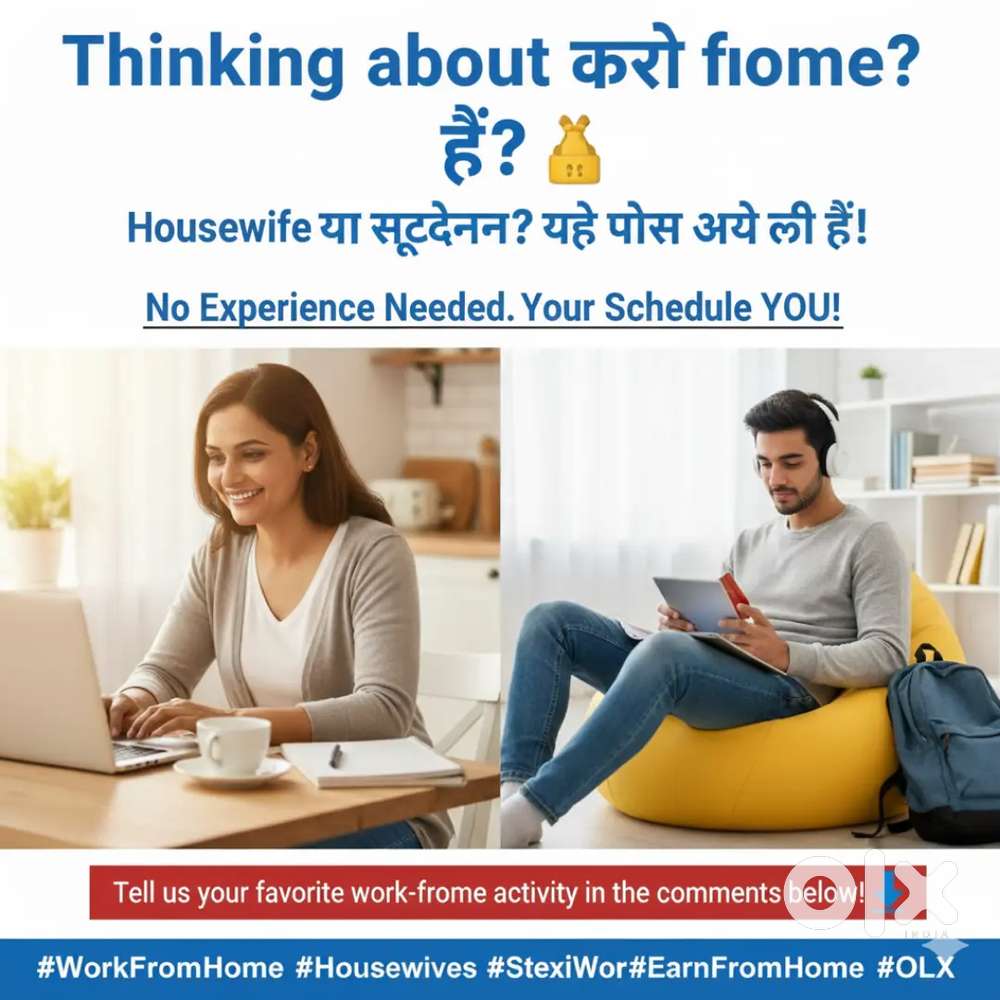 #WorkFromHome #OLX #EarnFromHome #FlexibleJobs #Students #Homemakers #