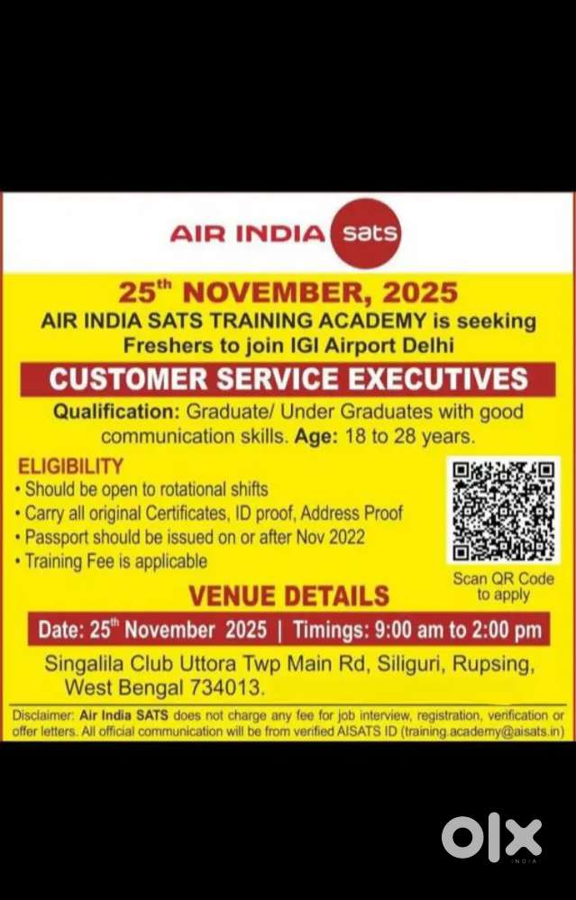 Job for Airlines. Fresher can also apply.