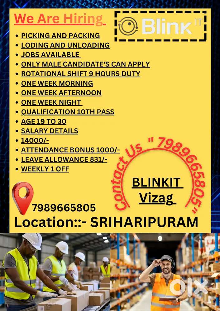 Wanted picker and packer jobs available in vizag sriharipuram