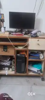 Computer desktop (New) and CPU(5 years) along with table