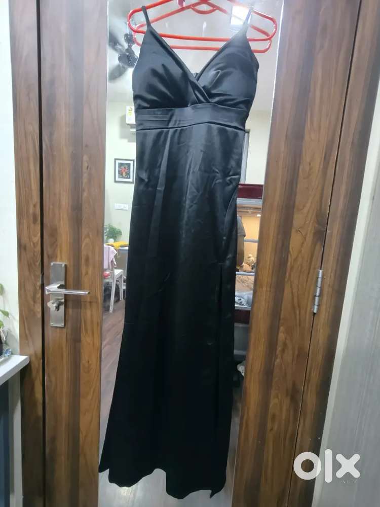 Black Satin Maxi Dress