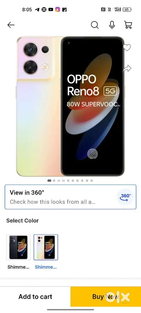 Oppo Reno 8   waranty out h   amoled display  80 watt charger