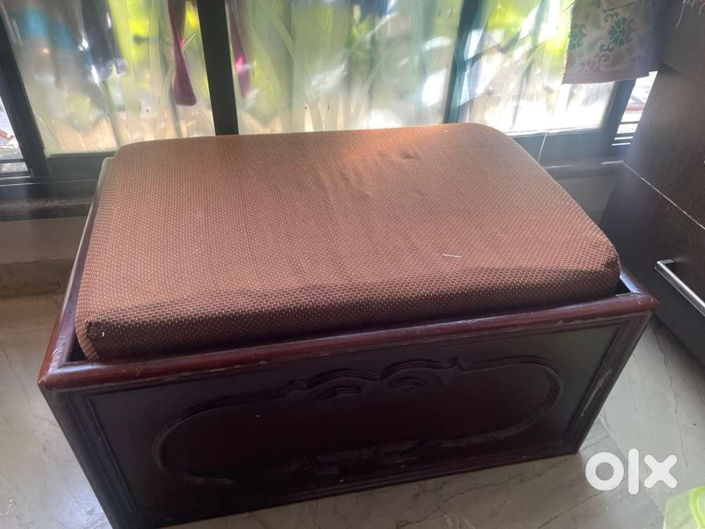 Wooden Storage Bench with Cushion – Seating + Storage
