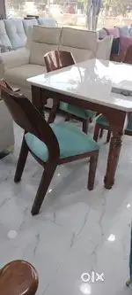 Teakwood brand new best quality 4 seater dining set with marble top