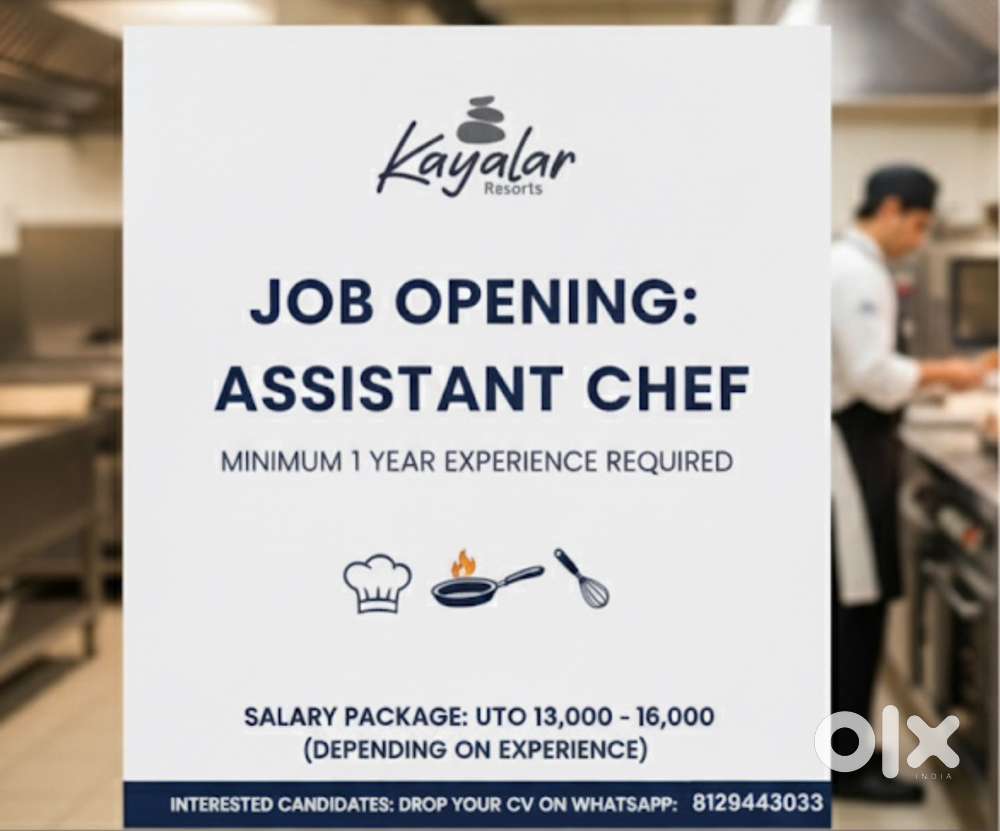 Looking for a assistant chef for a resort