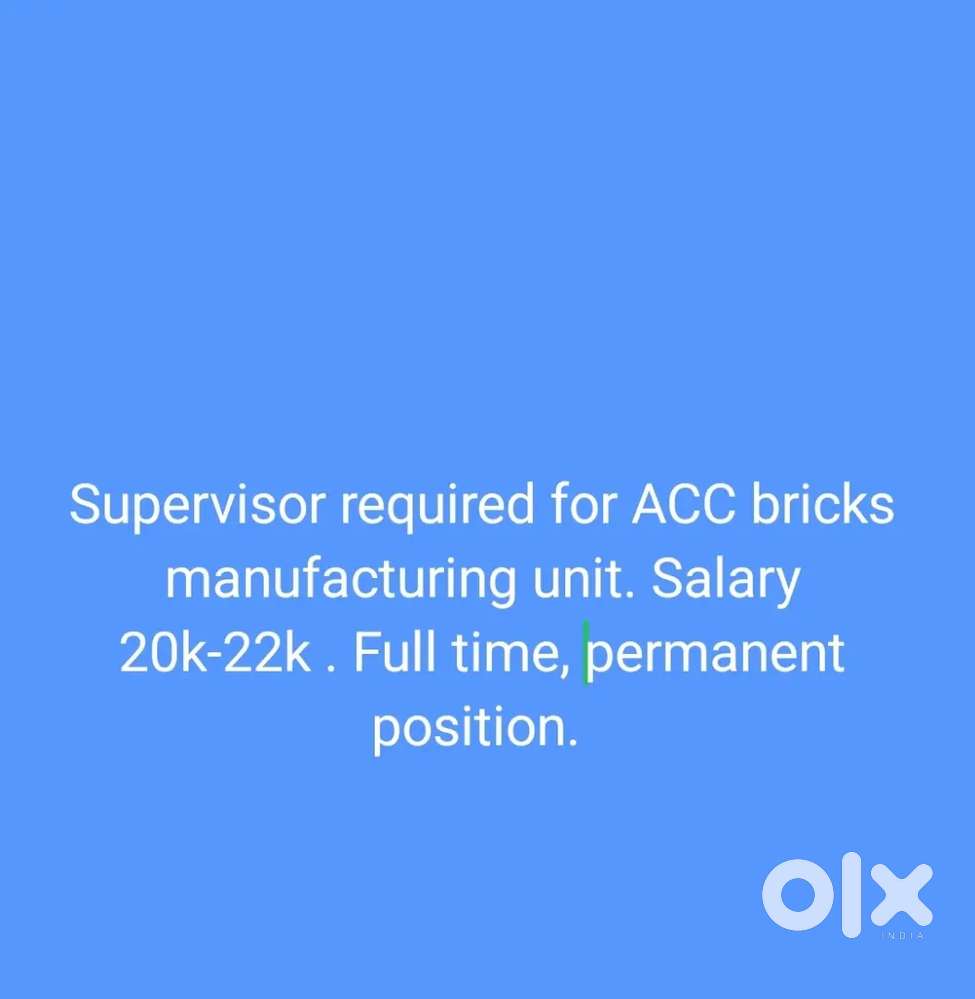 Supervisor for cement bricks manufacturing unit