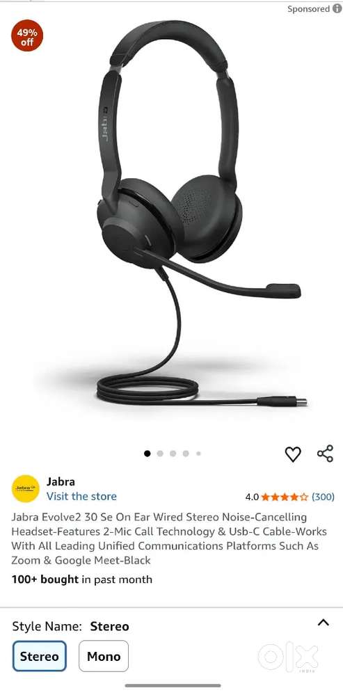 Jabra evolve2 30 SE Active noice cancelling type - C