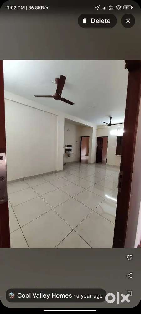 Near Aluva Railway station,2 BHK, New construction, Semi furnished,