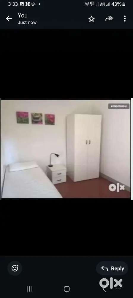 Single room with attached bathroom with electricity