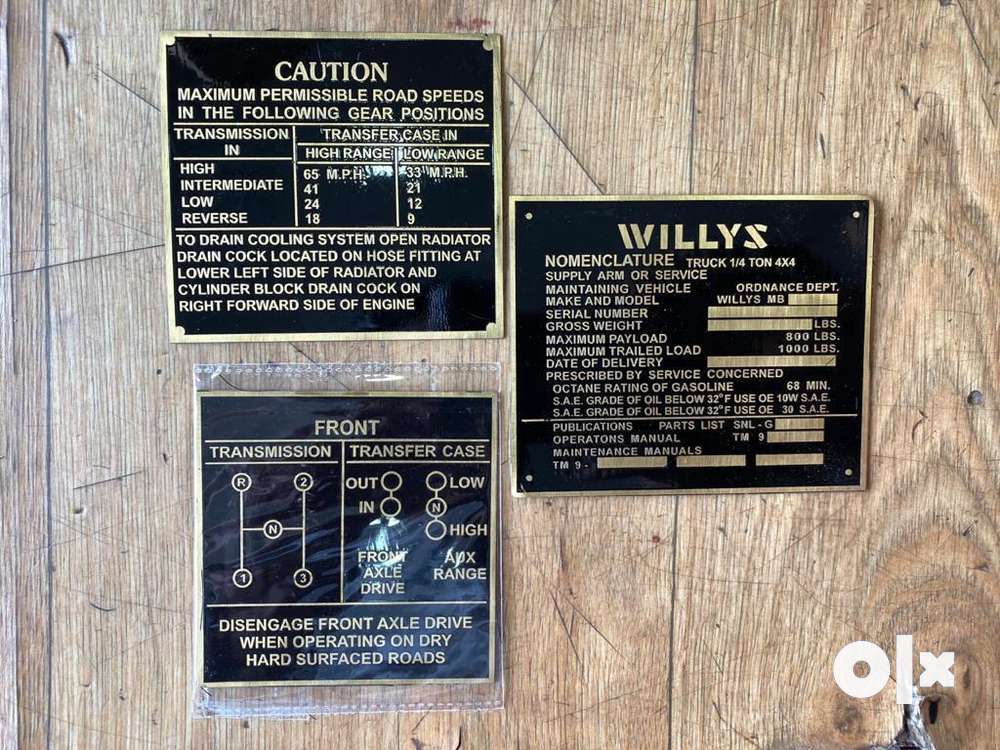 Model plate for willyz jeep spare parts