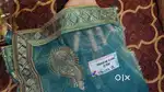 New organza sky blue colour sari with choli