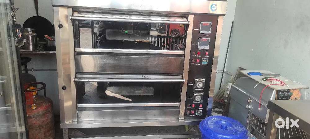 Hotel items, Double deck Gas oven, Electric fryer, Sandwich griller.