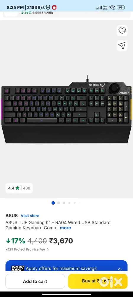 Asus gaming keyboard Tuf k1