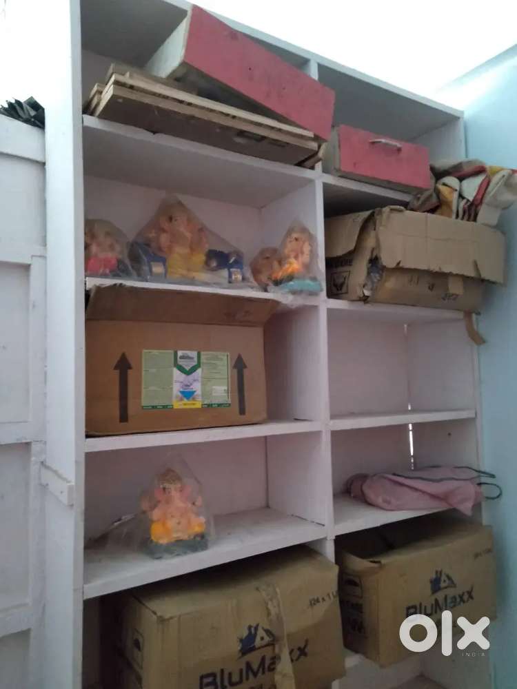 Open wood shelves cupboard