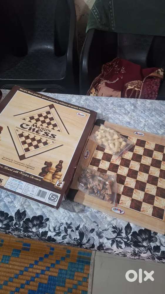 Wooden Chess board with wooden chess pieces