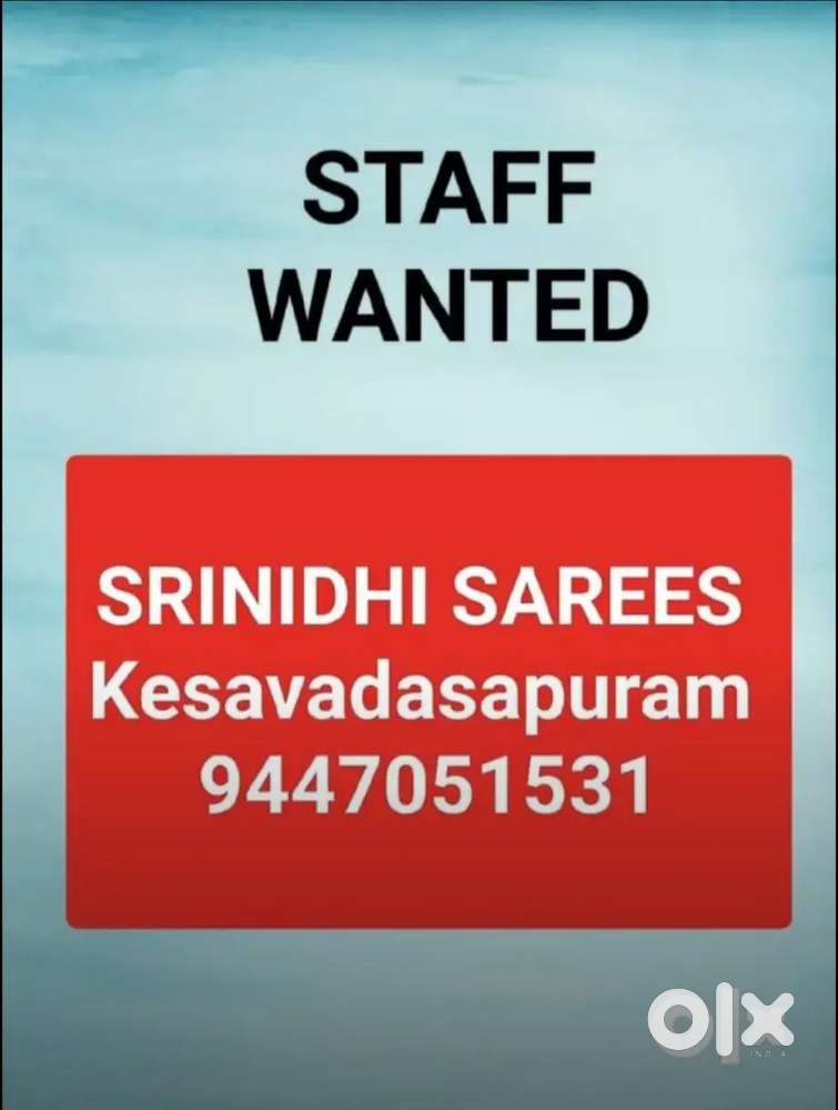 Needed sales man and girl for textiles and ready made kesavadasspuram