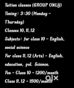 Tuition for classes 10,11,12