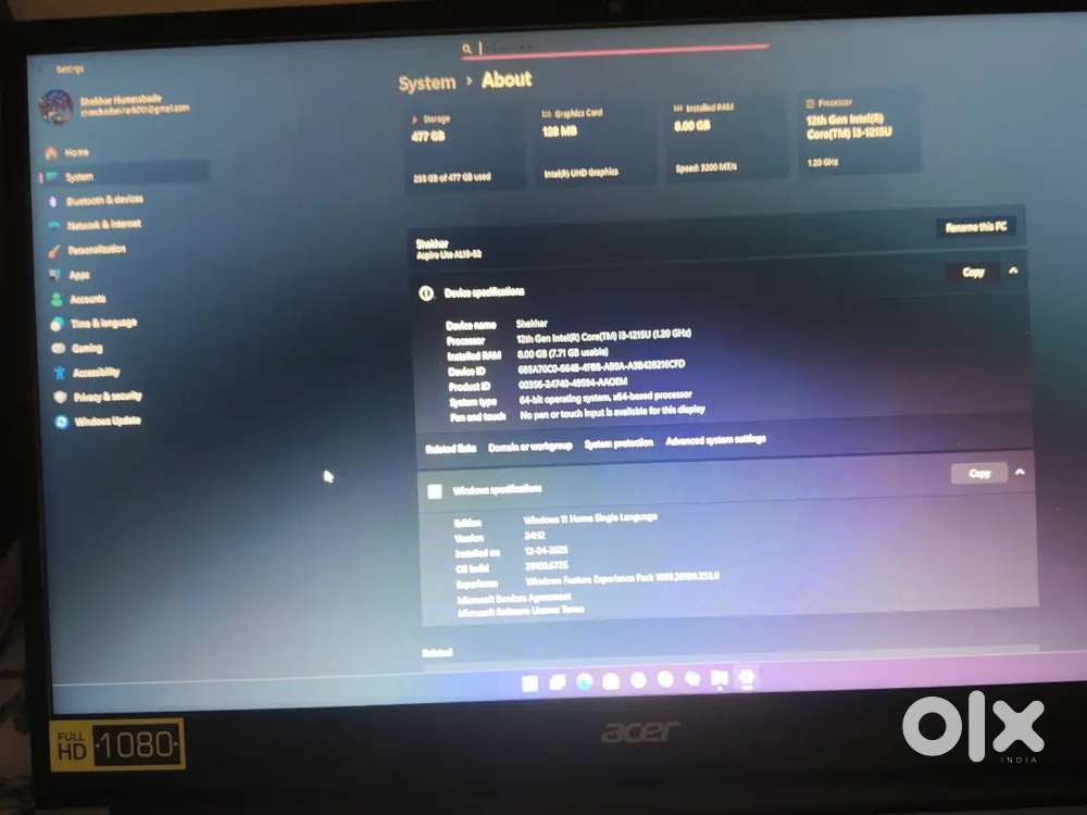 1 and Half year old laptop for sale