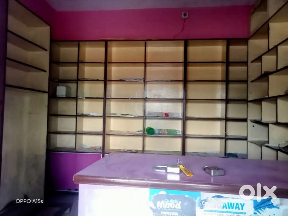 Plywood 7 piece of racks and show case table of Medicine store.