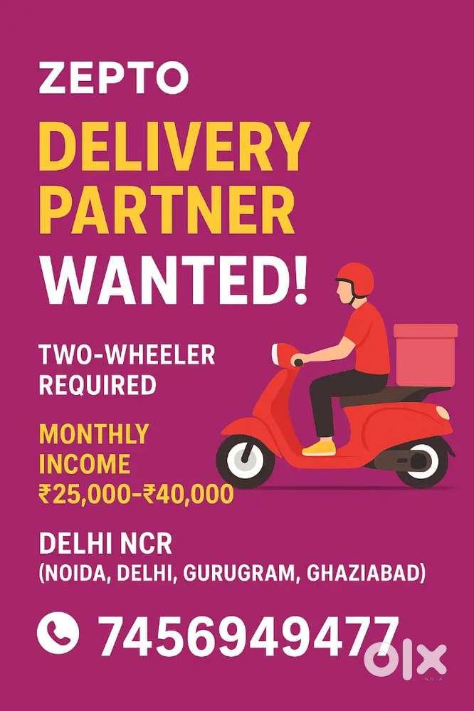 Zepto delivery partner wanted