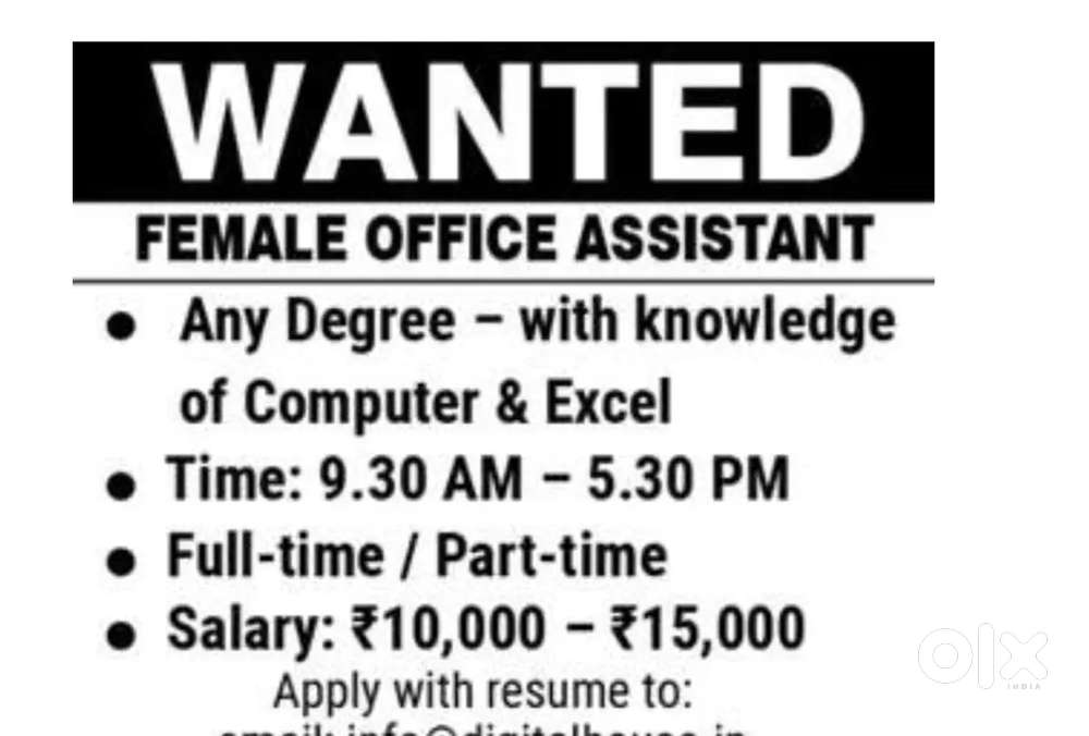 JOB VACANCYCareer Opportunity

OFFICE ASSISTANT Female