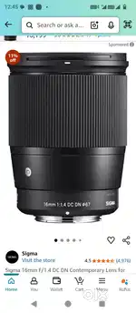 Soney mount sigma 16mm 1.4 lens