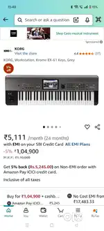 Korg workstation , krome ex 61 key