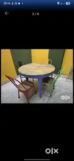 Wooden & Metal Round Dinning Table