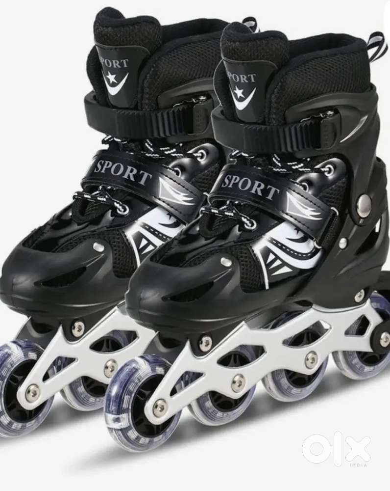 Skating black colour four wheels skating inline in line