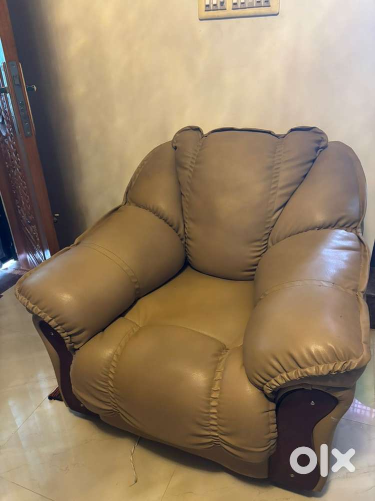 Mustard used leather finish Sofa