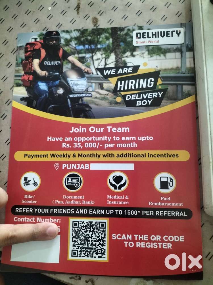 Need Delivery Boys For courier Delivery