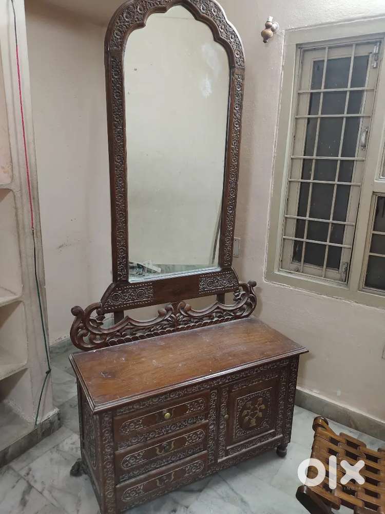Wardrobe crafted mirror and  stool