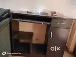 Computer table with drawer and cabinet
