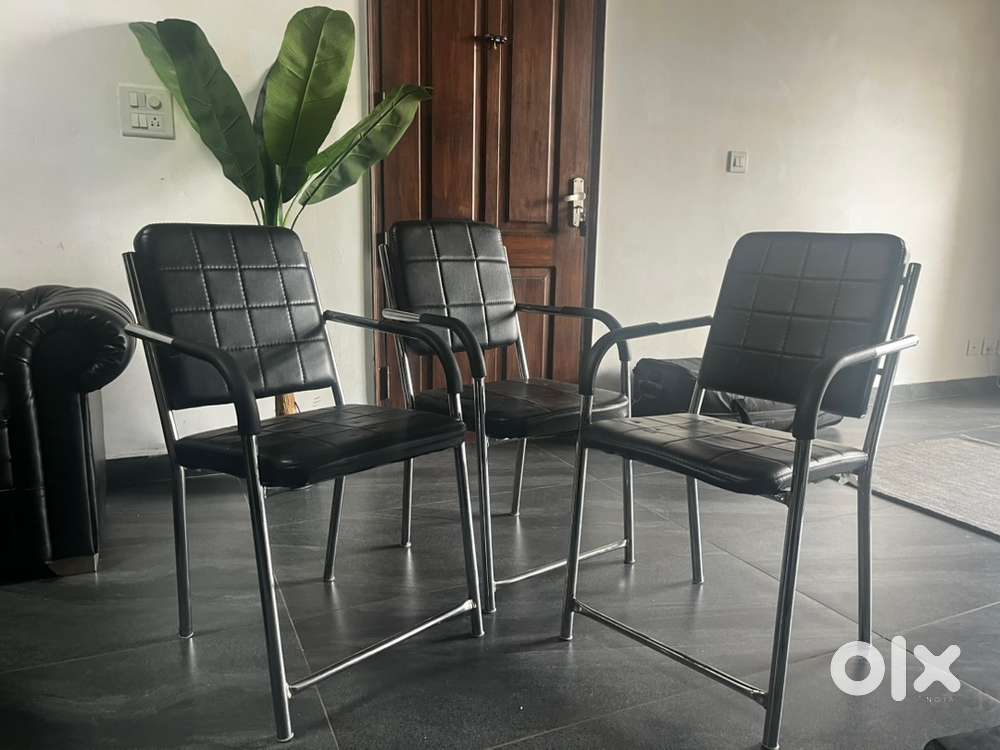 3 Office Leather Chairs (Black)