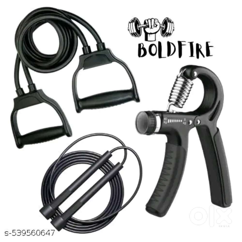 Combo Set--  Resistance Band, Adjustable Hand Grip, Skipping Rope