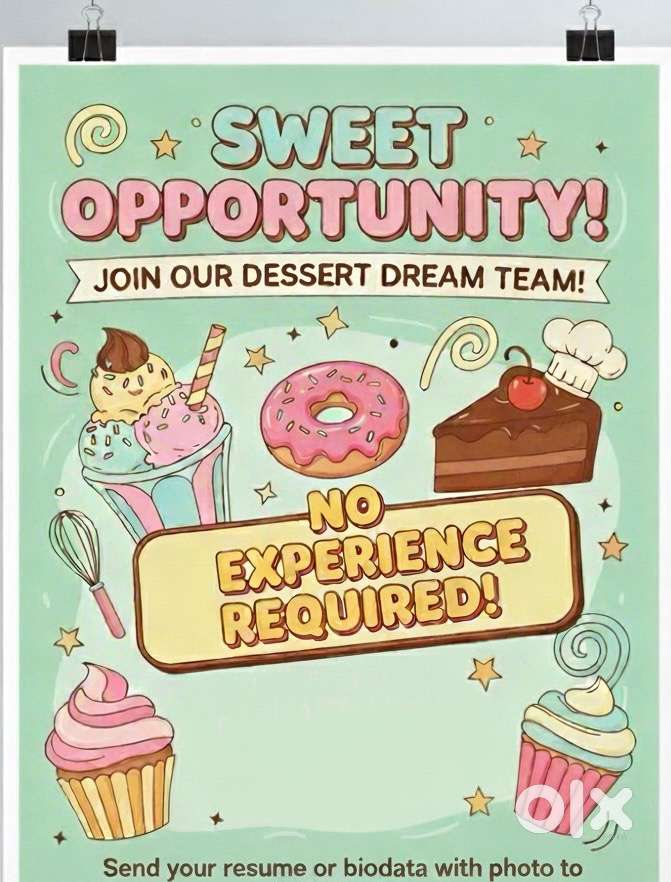 Female & male staff required for dessert shop
