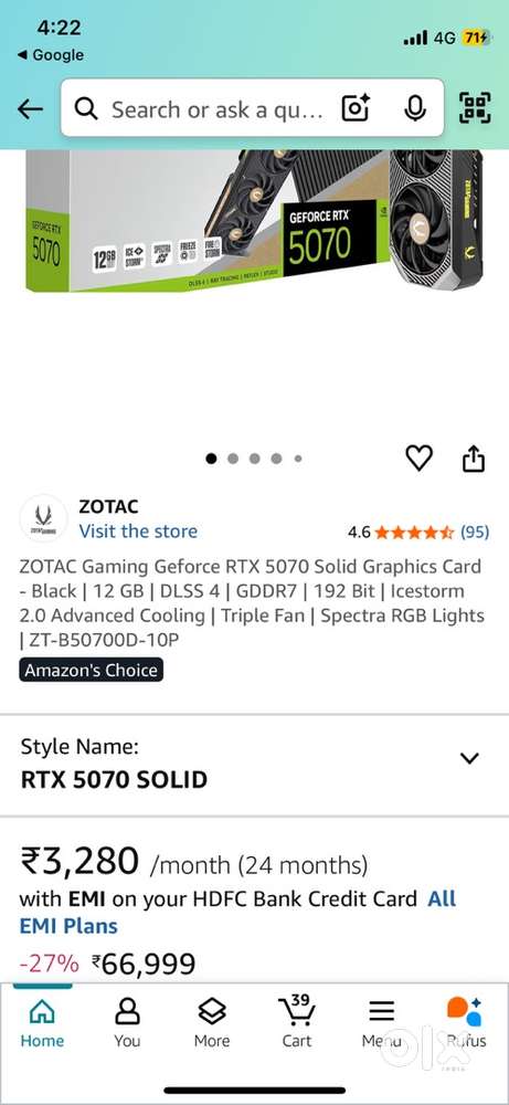 Zotac gaming grapic card RTX5070 unused