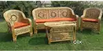 sofa set with tea table with glass