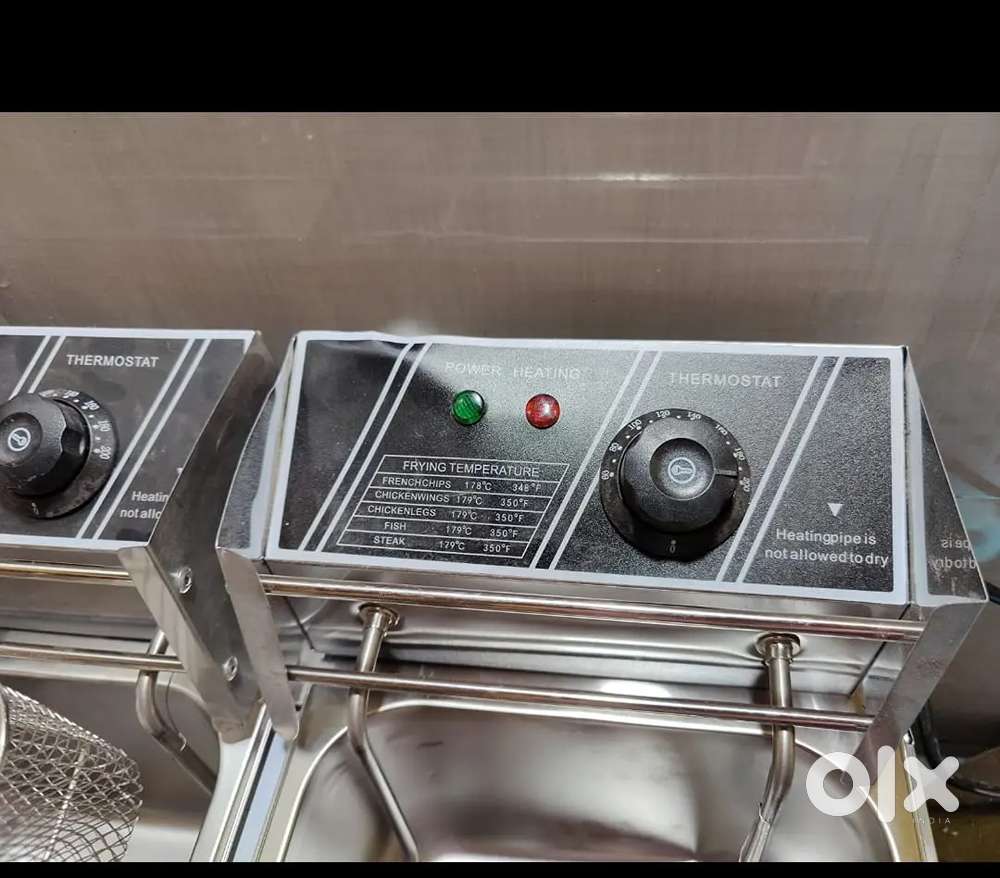 Double door electric fryer free free with cart