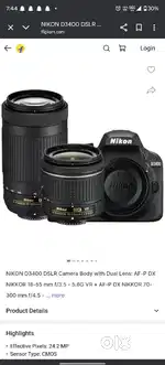 Nikon DSLR 3400 camera with one free lens