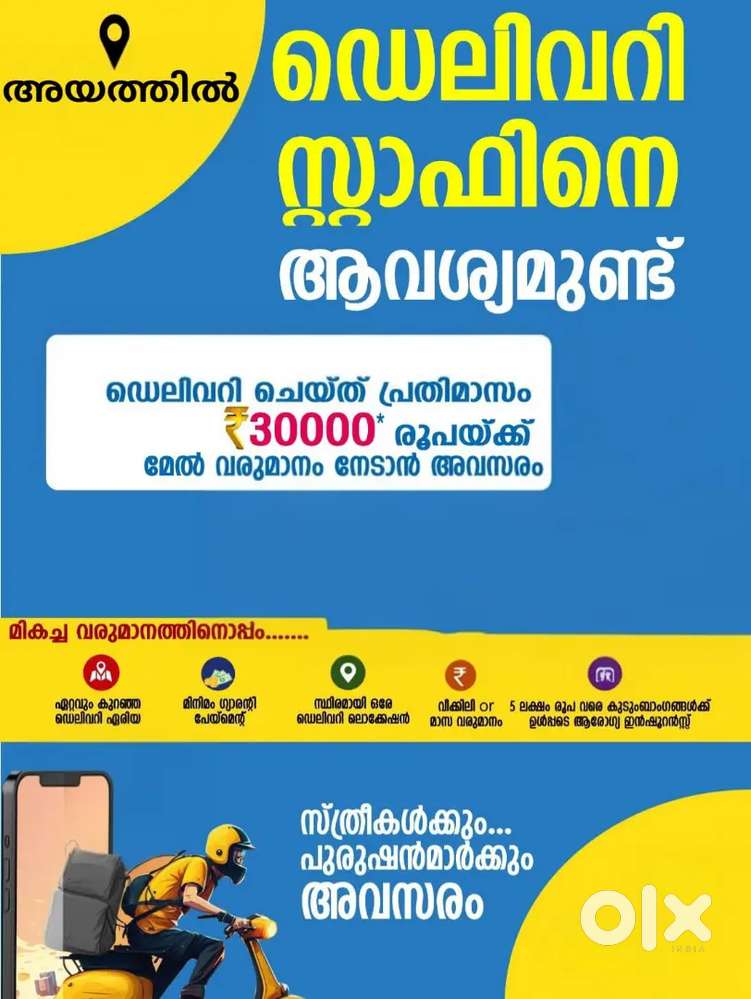 Hiring Delivery staffs at Ayathil Kollam