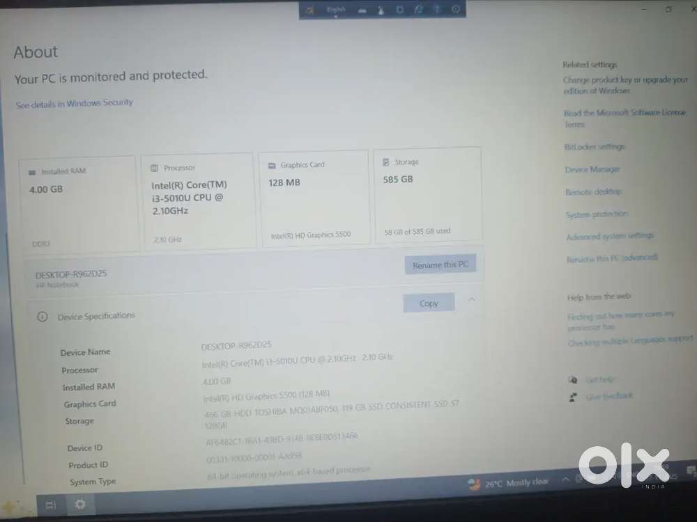 Hp laptop ssd with harddrive like new