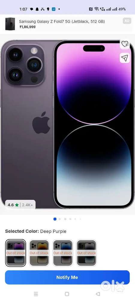 Iphone 14pro max 256gb 92battery health