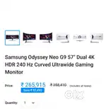Samsung Odyssey neo 9 Dual 4K HDR240HzCurved Ultrawide Gaming Monitor