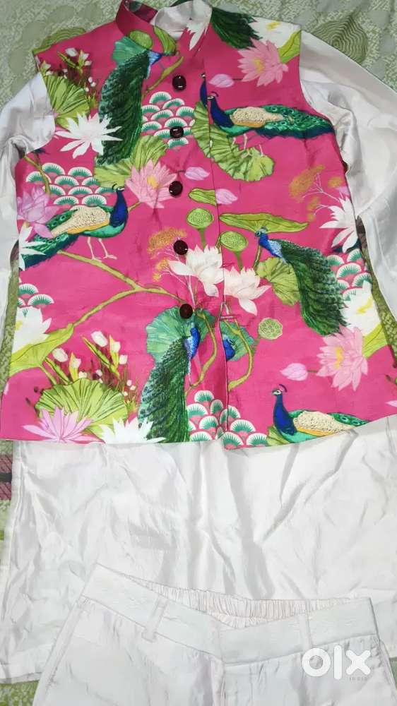 Semi new kurta pajama with jecket light pink color and single kurta