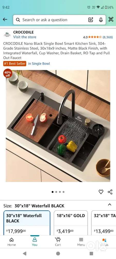 New Crocodile Kitchen Sink 37 inch premium model.