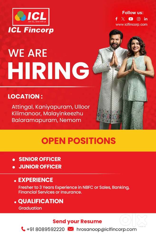 Sales staff requirement murijaplam