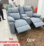 2 chair recliner with comfortable sitting with golden cup holder