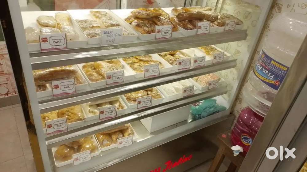 Cake Or Sweet Shop Counter. Cold Feauture.